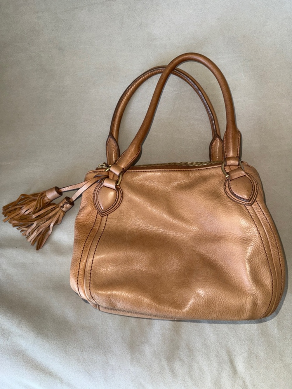J. Crew Brown Leather Shoulder Bag with Tassel